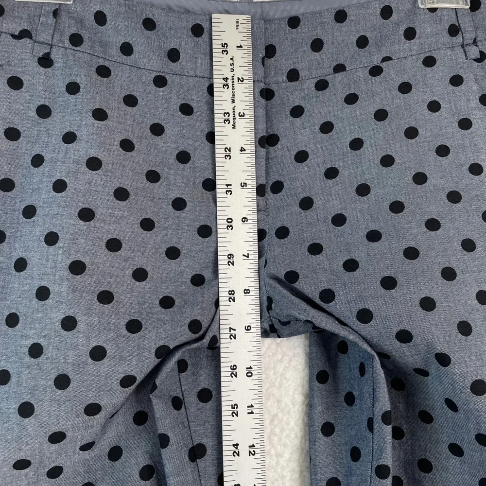 Outback Red Womens 8 Blue Black Polka Dot Cotton Cropped Cuffed Pants Trousers